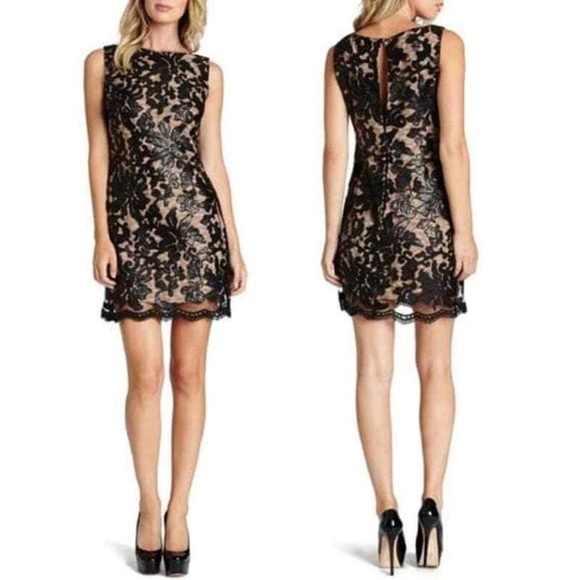 Dress the Population Black Floral Lace Mini Dress - Picture 3 of 12